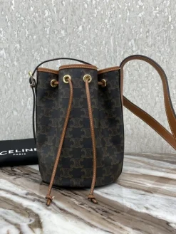 CELINE Shoulder Bags Canvas and Leather (Brown-Tan) 14X21X14CM E00202608091561