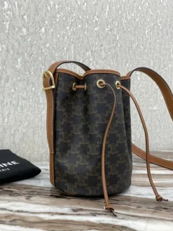 Alternative view of CELINE Shoulder Bags Canvas and Leather (Brown-Tan) 14X21X14CM E00202608091561