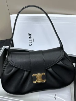 CELINE Shoulder Bags Leather (Black-Gold) 33X19X9CM I00202608090861