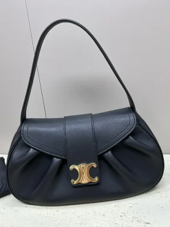 CELINE Shoulder Bags Leather (Black-Gold) 33X19X9CM I00202608090862