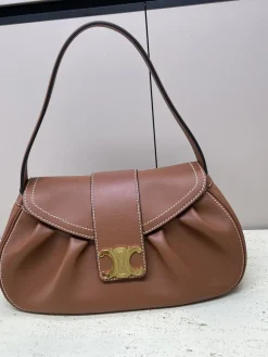 CELINE Shoulder Bags Leather (Brown-Gold) 33X19X9CM I00202608090859