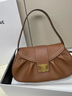 CELINE Shoulder Bags Leather (Brown-Gold) 33X19X9CM I00202608090860