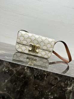 CELINE Shoulder Bags PVC Leather (White-Gold) 20X10X4CM F50202608090419