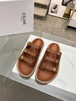 CELINE Slides Leather & Metal EU35-42 B00202608031095