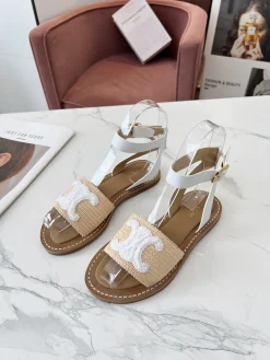 CELINE Slides Raffia & Leather EU35-41 B00202608031102