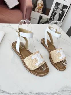Alternative view of CELINE Slides Raffia & Leather EU35-41 B00202608031102