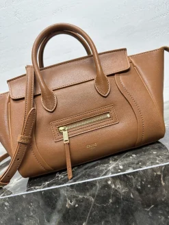 Alternative view of CELINE Top Handle Bags Lamb Leather (Brown-Gold) One Size I00202608090850
