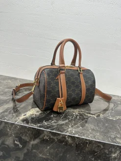 Alternative view of CELINE Top Handle Bags Patent Leather (Brown-Black) 25X19X13CM G30202608090551