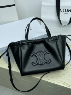CELINE Totes Bags Calfskin Leather (Black) 22X17X15CM G80202608091557
