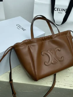 Alternative view of CELINE Totes Bags Calfskin Leather (Brown-White) 22X17X15CM G80202608091556