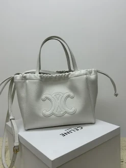 CELINE Totes Bags Calfskin Leather (White) 22X17X15CM G80202608091558