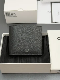 CELINE Wallet Bags Calf Leather (Black) 11X10X2CM B80202608090222
