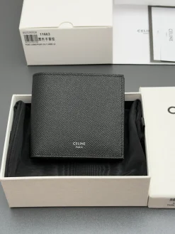 CELINE Wallet Bags Calf Leather (Black) 11X10X2CM B80202608090223
