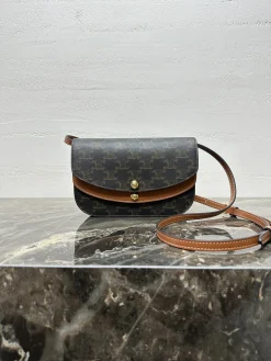CELINE Wallet Bags Leather (Brown-Black) One Size F73202608090180
