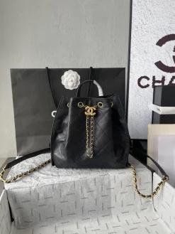 CHANEL Backpacks Bags (Black-Gold) 23X23X14CM G00202608073205