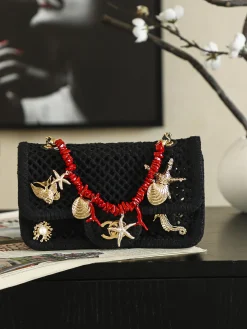 CHANEL Beach Bags (Black-Red) 14X21X6CM A050202608070048