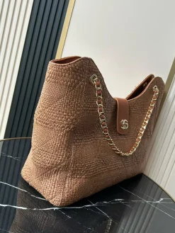 Alternative view of CHANEL Beach Bags Calfskin Leather (Brown-Gold) 33X54X15CM H80202608071640