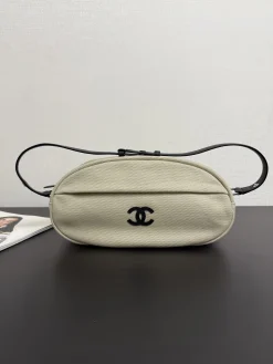 CHANEL Beach Bags Canvas Leather (Beige-Black) One Size I00202608070028