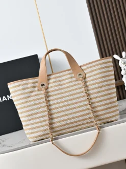 Alternative view of CHANEL Beach Bags Cotton Leather (Cream-Beige) 31X45X28CM G90202608072589