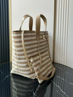 Alternative view of CHANEL Beach Bags Cotton and Leather (Beige-Brown) 45X28X17CM H00202608073153