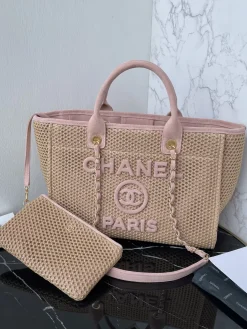 CHANEL Beach Bags Raffia (Beige-Pink) 34CM G80202608071438