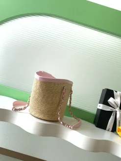 Alternative view of CHANEL Beach Bags Raffia Leather (Beige-Pink) 18X41X13CM I00202608072698
