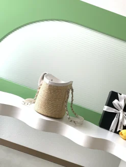 Alternative view of CHANEL Beach Bags Raffia Leather (Beige-White) 18X41X13CM I30202608073292