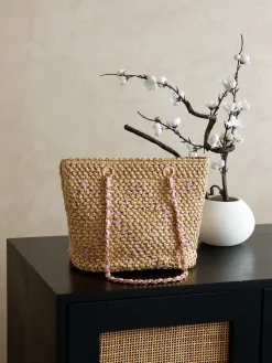 Alternative view of CHANEL Beach Bags Raffia Woven (Beige-Pink) 32X23X14CM I00202608071156