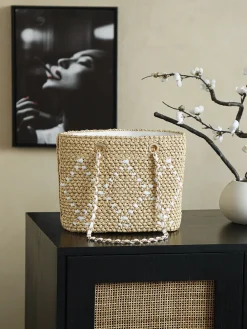 Alternative view of CHANEL Beach Bags Raffia Woven (Beige-White) 32X23X14CM I00202608071154