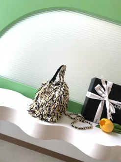 Alternative view of CHANEL Beach Bags Straw (Black-Gold) 13X19X7CM H50202608070640