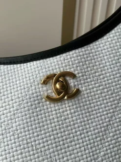 Alternative view of CHANEL Beach Bags Straw Leather (White-Black) 36X59X13CM G60202608073158