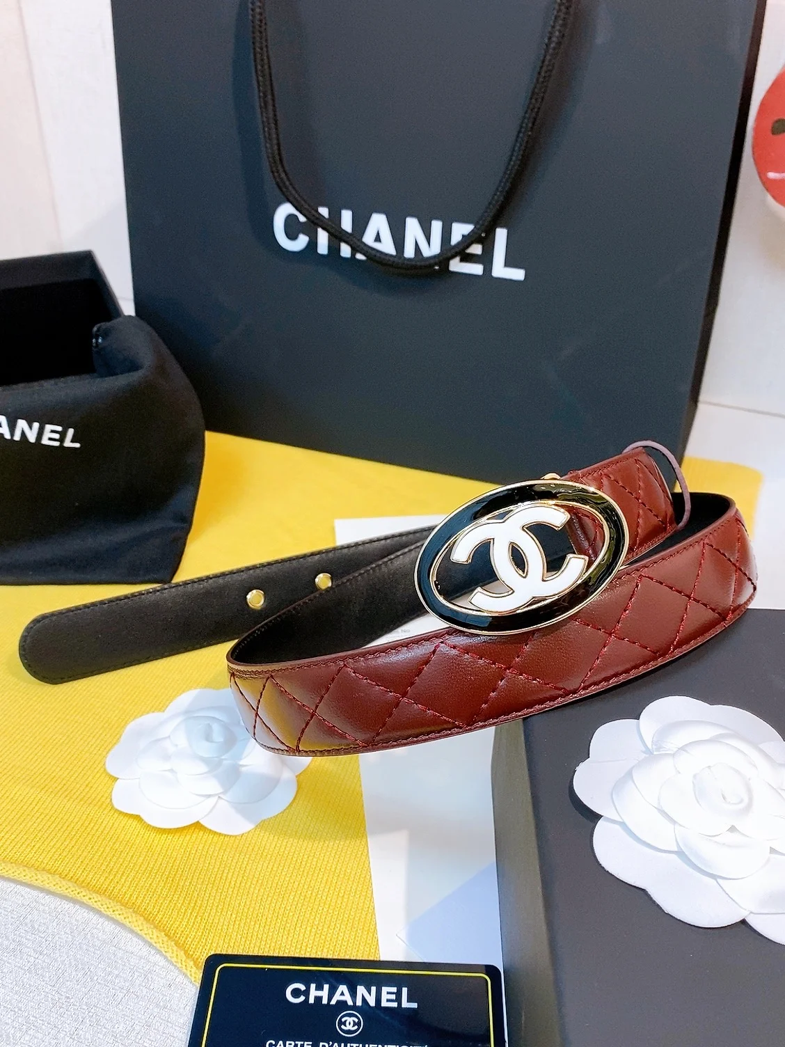 CHANEL Belts Lamb Leather One Size 3.0cm Width A80202608050505 - Image 2