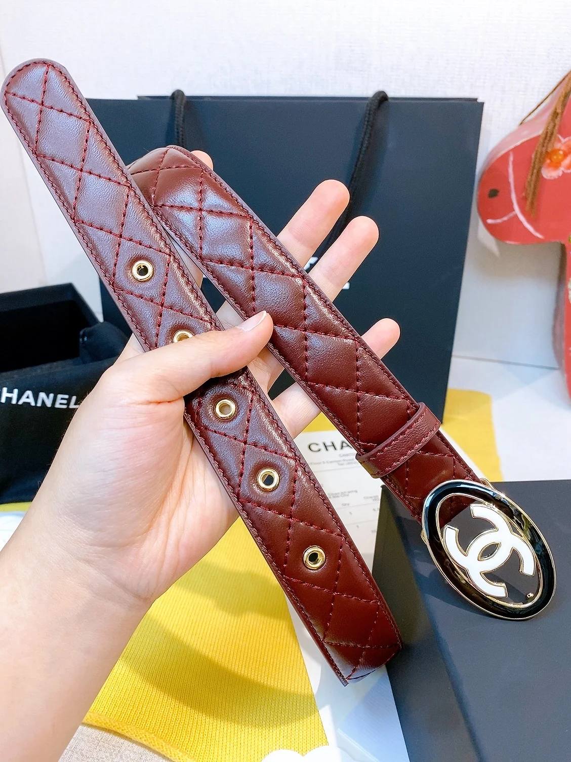 CHANEL Belts Lamb Leather One Size 3.0cm Width A80202608050505 - Image 4