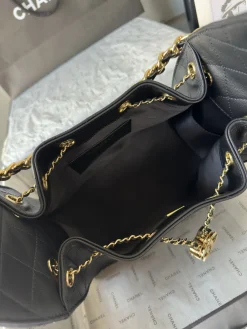Alternative view of CHANEL Bucket Bags Calfskin Leather (Black-Gold) 30X26X14CM G30202608070806