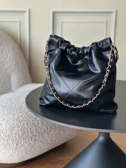 Alternative view of CHANEL Bucket Bags Calfskin Leather (Black-Gold) 35X37X7CM F00202608072054