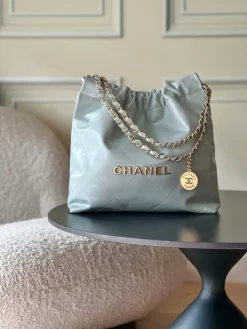 CHANEL Bucket Bags Calfskin Leather (Green-Gold) 35X37X7CM F00202608072058