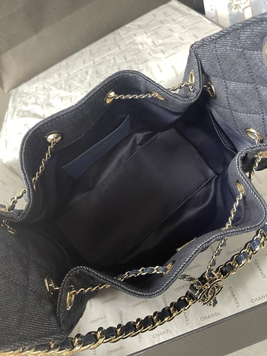 CHANEL Bucket Bags Caviar Leather (Blue-Silver) 30X26X14CM G10202608071417 - Image 2