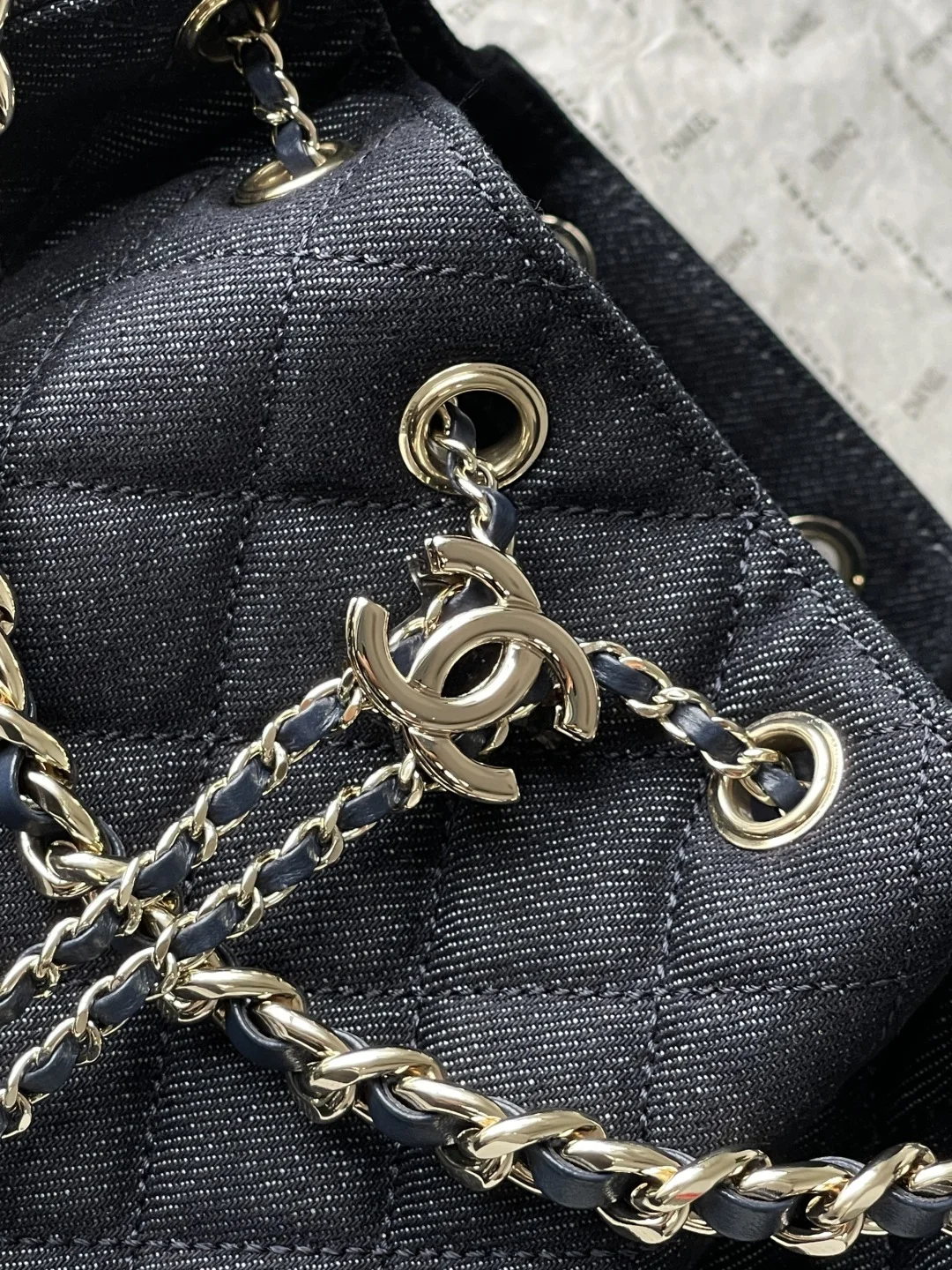 CHANEL Bucket Bags Caviar Leather (Blue-Silver) 30X26X14CM G10202608071417 - Image 8