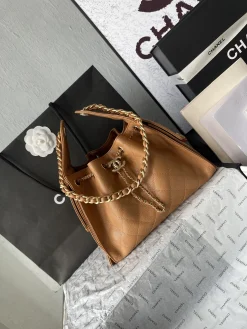 Alternative view of CHANEL Bucket Bags Caviar Leather (Brown-Gold) 30X26X14CM F50202608073187