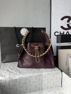 CHANEL Bucket Bags Caviar Leather (Burgundy-Gold) 30X26X14CM F50202608073189