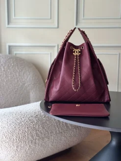 CHANEL Bucket Bags Caviar Leather (Burgundy-Gold) 40X30X15CM H50202608073169
