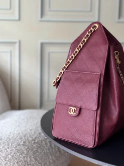 Alternative view of CHANEL Bucket Bags Caviar Leather (Burgundy-Gold) 40X30X15CM H50202608073169