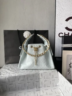 CHANEL Bucket Bags Caviar Leather (Light Blue-Gold) 30X26X14CM F50202608073201