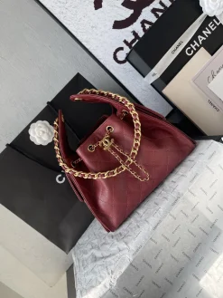 Alternative view of CHANEL Bucket Bags Caviar Leather (Red-Gold) 30X26X14CM F50202608073190