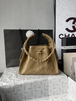 CHANEL Bucket Bags Caviar Leather (Tan-Gold) 30X26X14CM F50202608073195