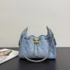 CHANEL Bucket Bags Denim Suede (Light Blue-Gold) 22X21X10CM A050202608073221