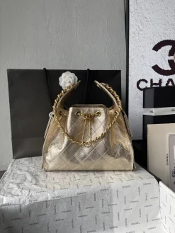 CHANEL Bucket Bags Leather (Gold) 30X26X14CM F50202608073194