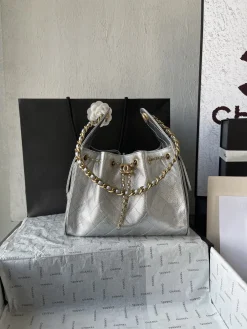 CHANEL Bucket Bags Quilted Leather (Silver-Gold) 30X26X14CM F50202608073184