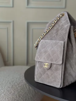 Alternative view of CHANEL Bucket Bags Suede Leather (Taupe-Gold) 40X30X15CM H50202608073166