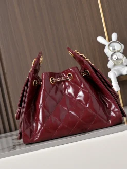 Alternative view of CHANEL Bucket Bags Waxed Calfskin (Red-Gold) 30X26X14CM H20202608071605
